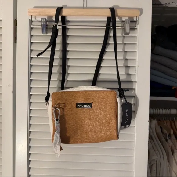 Nautica Colorblock Crossbody Bag | White Tan Black | NWT - Picture 1 of 2